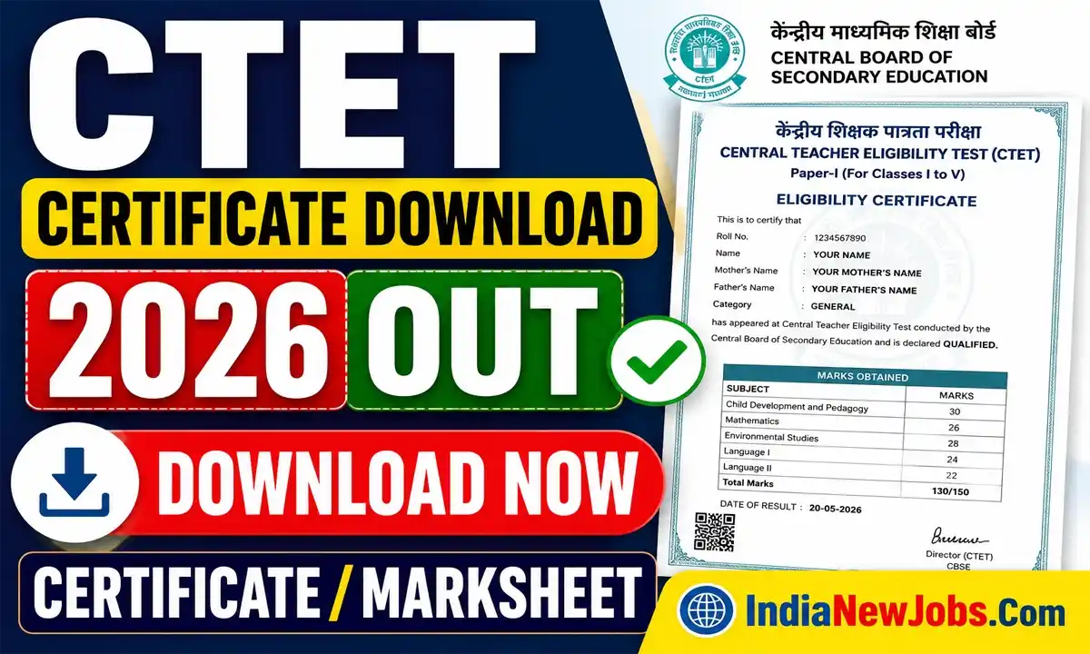 CTET Certificate Download 2026 Marksheet
