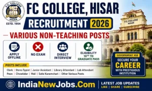 FC College Hisar Recruitment 2026