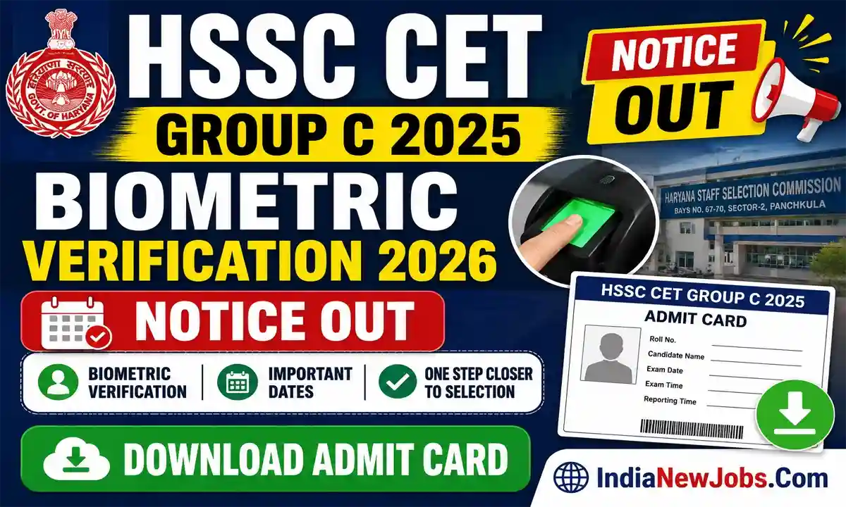 HSSC CET Group C 2025 Biometric Verification 2026