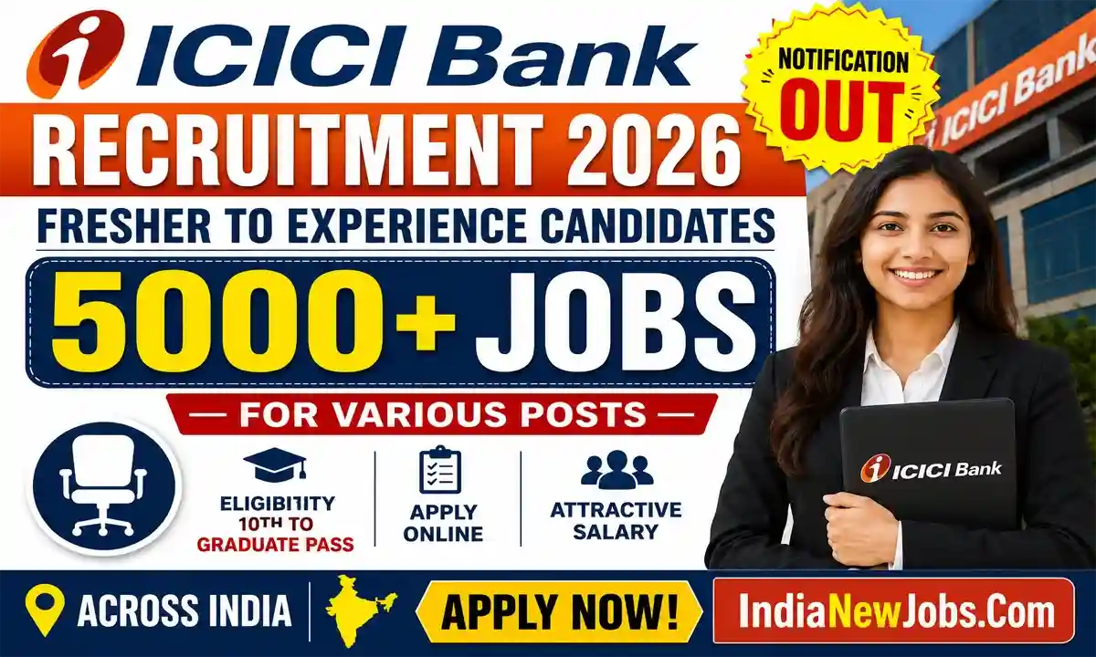 ICICI Bank Recruitment 2026 Fresher to Experience Candidate 5000+ Jobs Notification OUT For Various Posts Apply Online