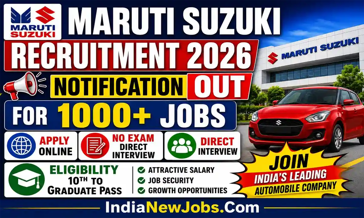 Maruti Suzuki Recruitment 2026 Notification OUT For 1000+ Jobs Apply Online