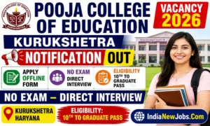 Pooja College of Education Kurukshetra Vacancy 2026