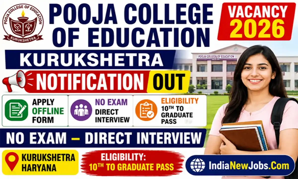 Pooja College of Education Kurukshetra Vacancy 2026