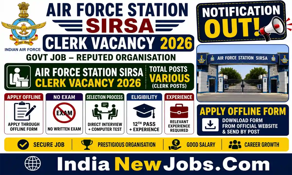 Air Force Station Sirsa Clerk Vacancy 2026