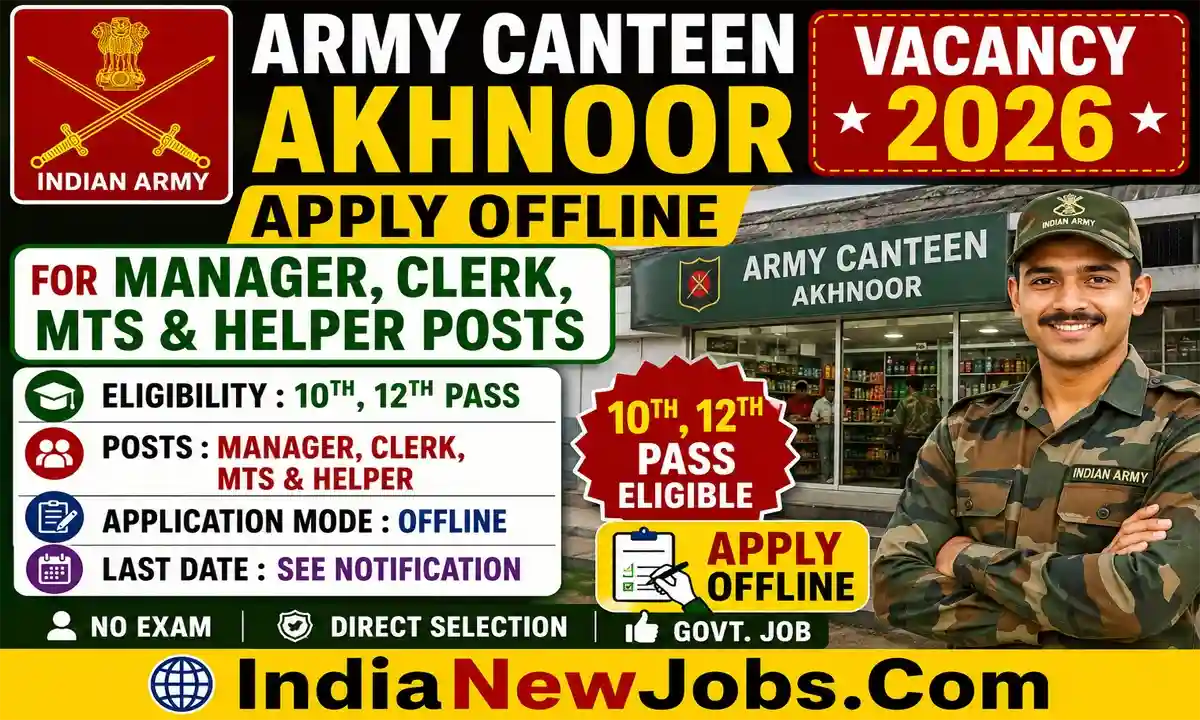 Army Canteen Akhnoor Vacancy 2026
