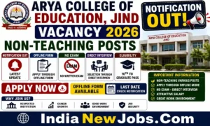 Arya College of Education Jind Vacancy 2026