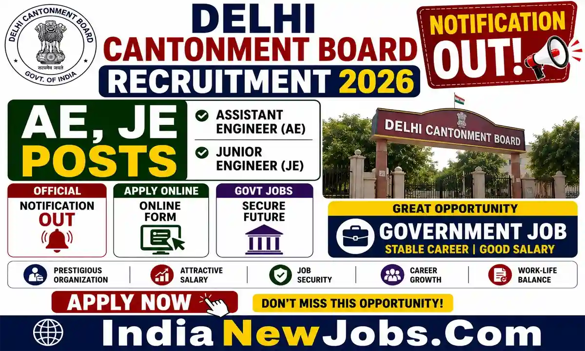 Delhi Cantonment Board Recruitment 2026 Notification Out for Assistant Engineer & Junior Engineer Posts