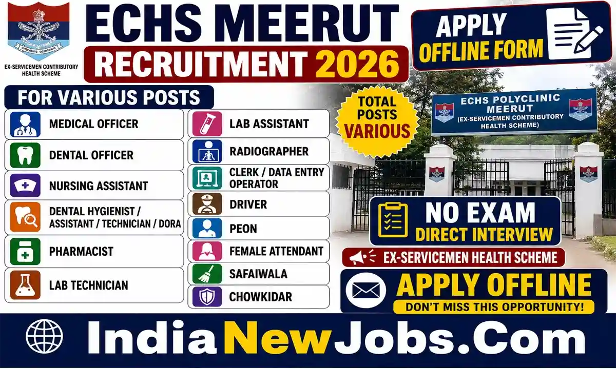 ECHS Meerut Recruitment 2026 – Various Posts Apply Offline Form