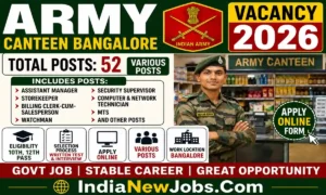 Army Canteen Bangalore Vacancy 2026