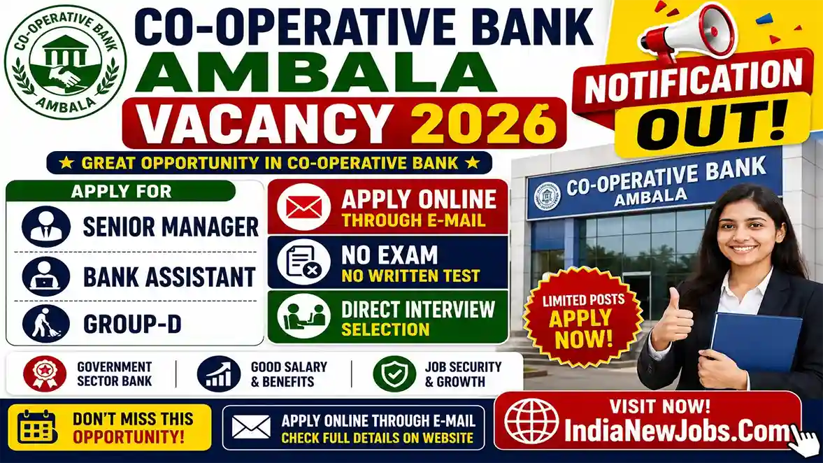 Co-operative Bank Ambala Vacancy 2026