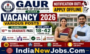 Gaur College of Education Hisar Vacancy 2026