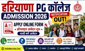 Haryana PG College Admission 2026 Notification OUT Apply Online Form
