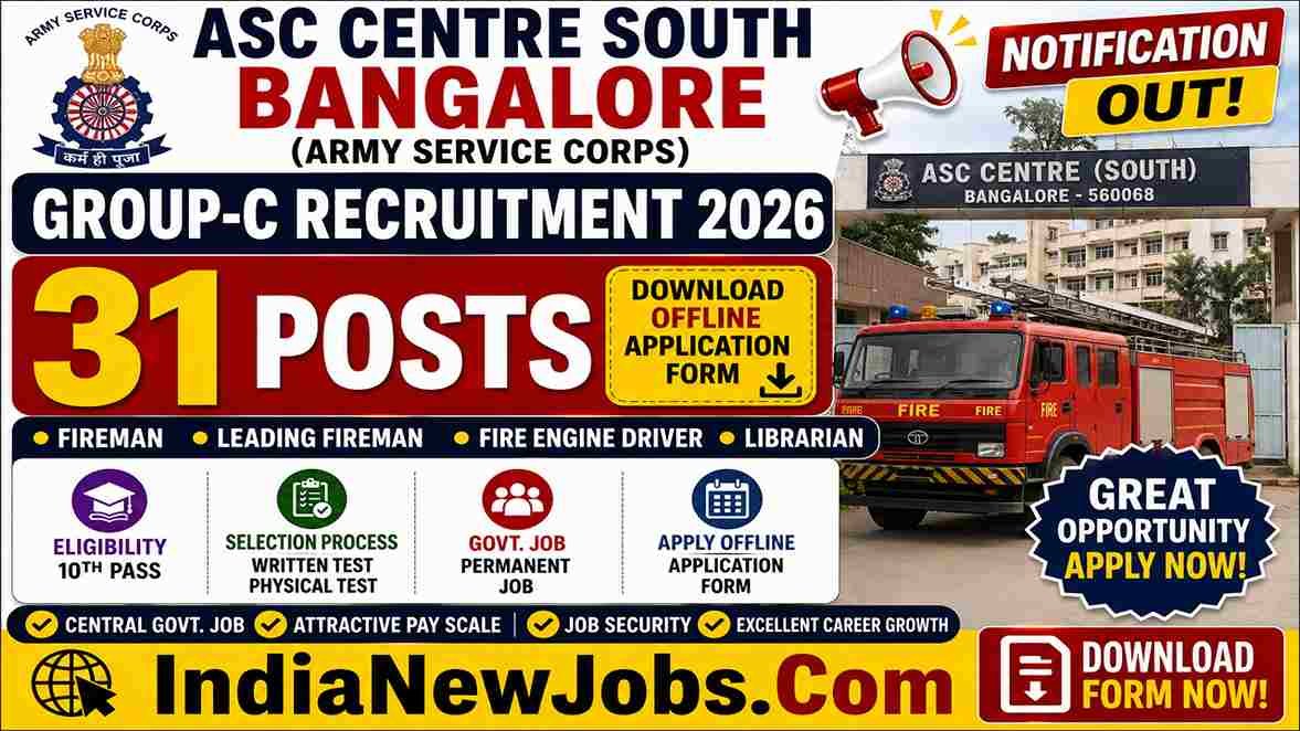 ASC Centre South Bangalore Group-C Vacancy 2026