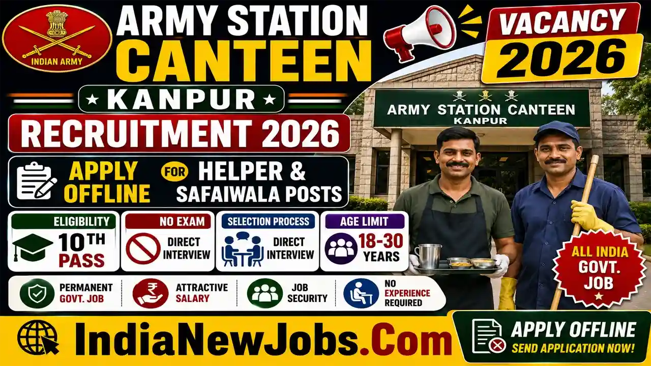 Army Station Canteen Kanpur Vacancy 2026