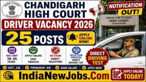 Chandigarh High Court Driver Vacancy 2026