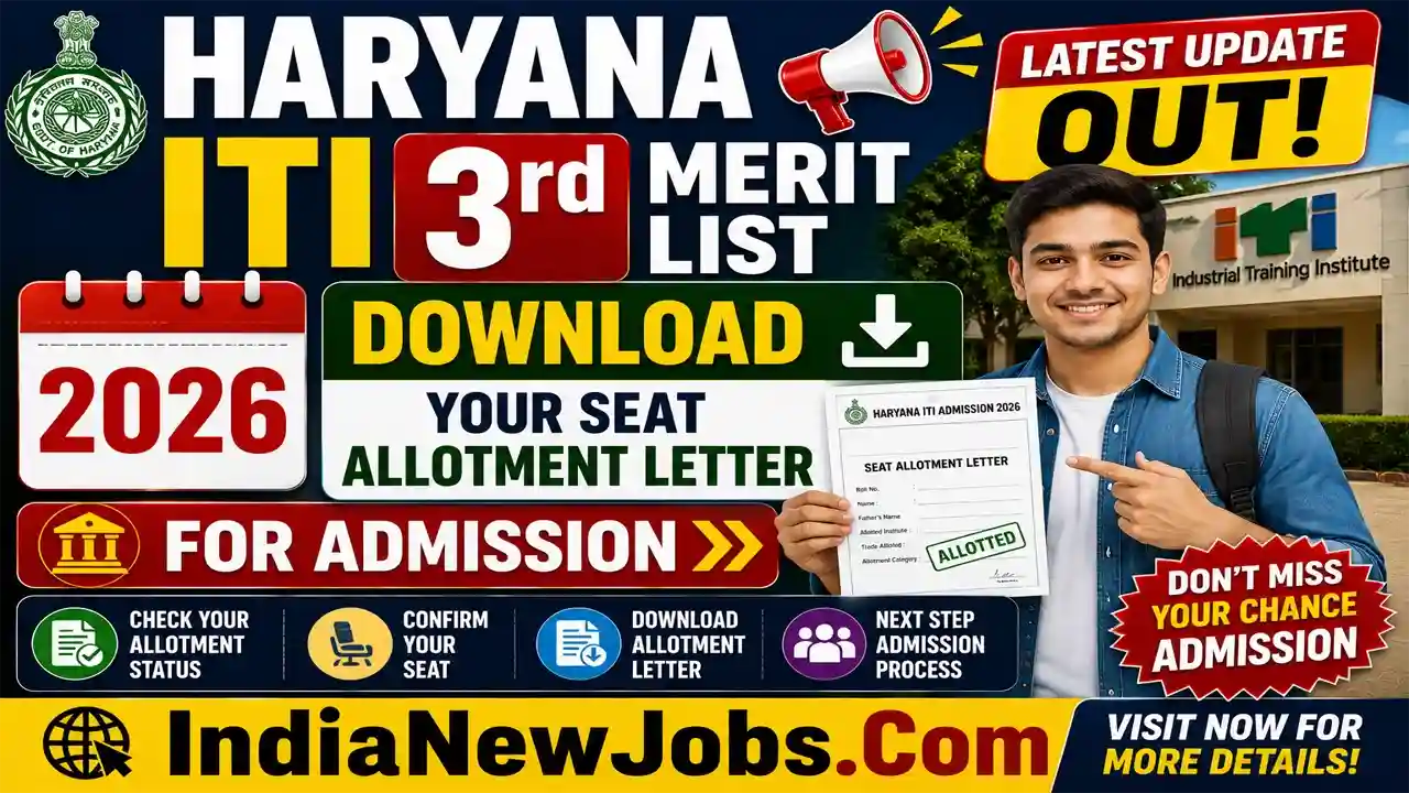 Haryana ITI 3rd Merit List 2026