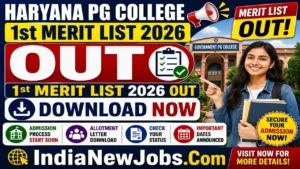 Haryana PG College 1st Merit List 2026