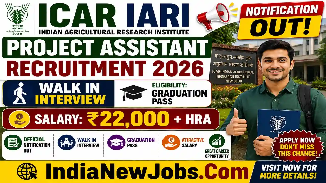ICAR IARI Project Assistant Vacancy 2026