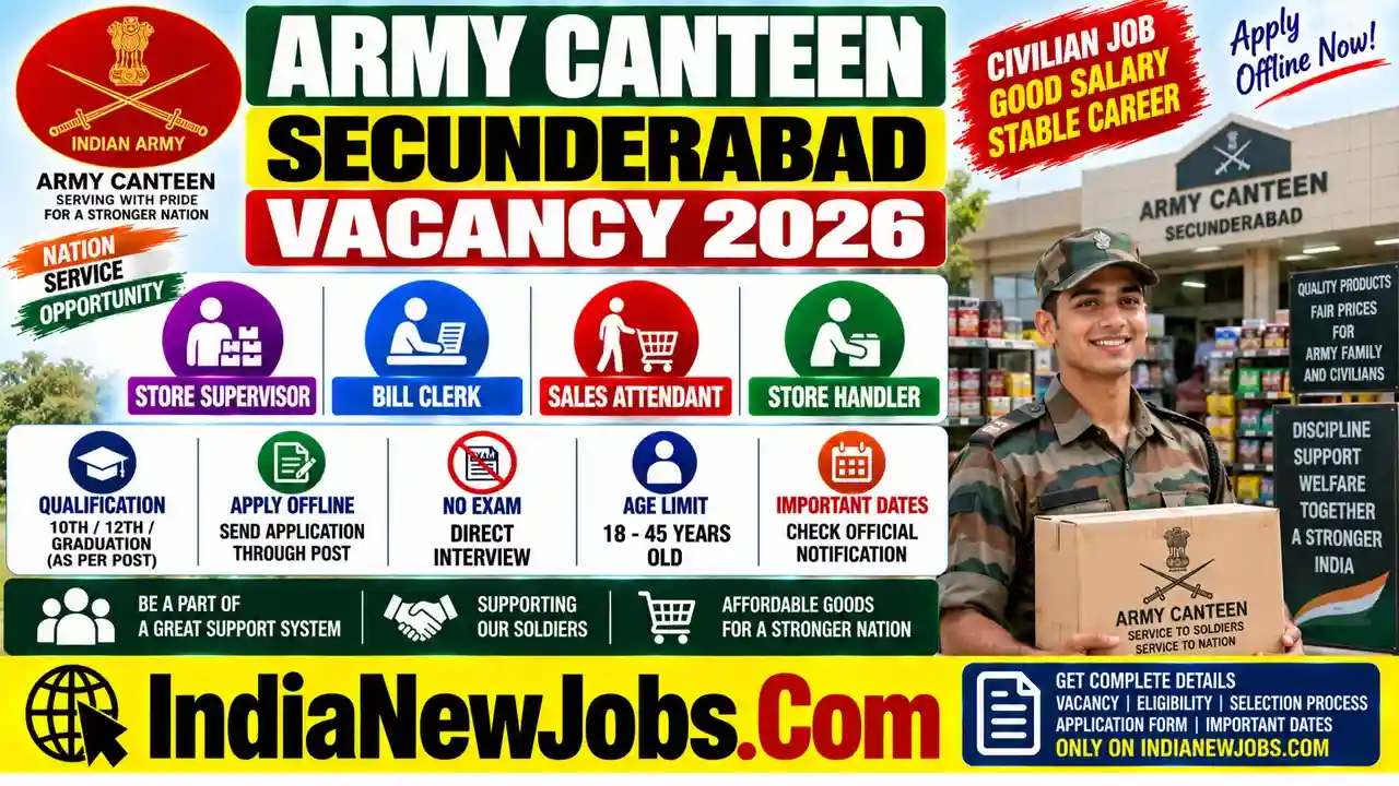 Army Canteen Secunderabad Vacancy 2026