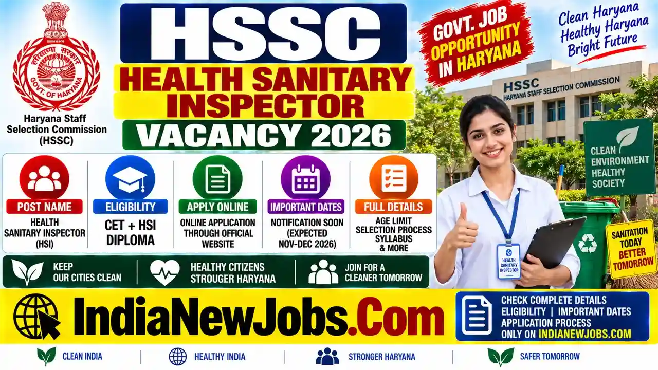 HSSC Health Sanitary Inspector Vacancy 2026
