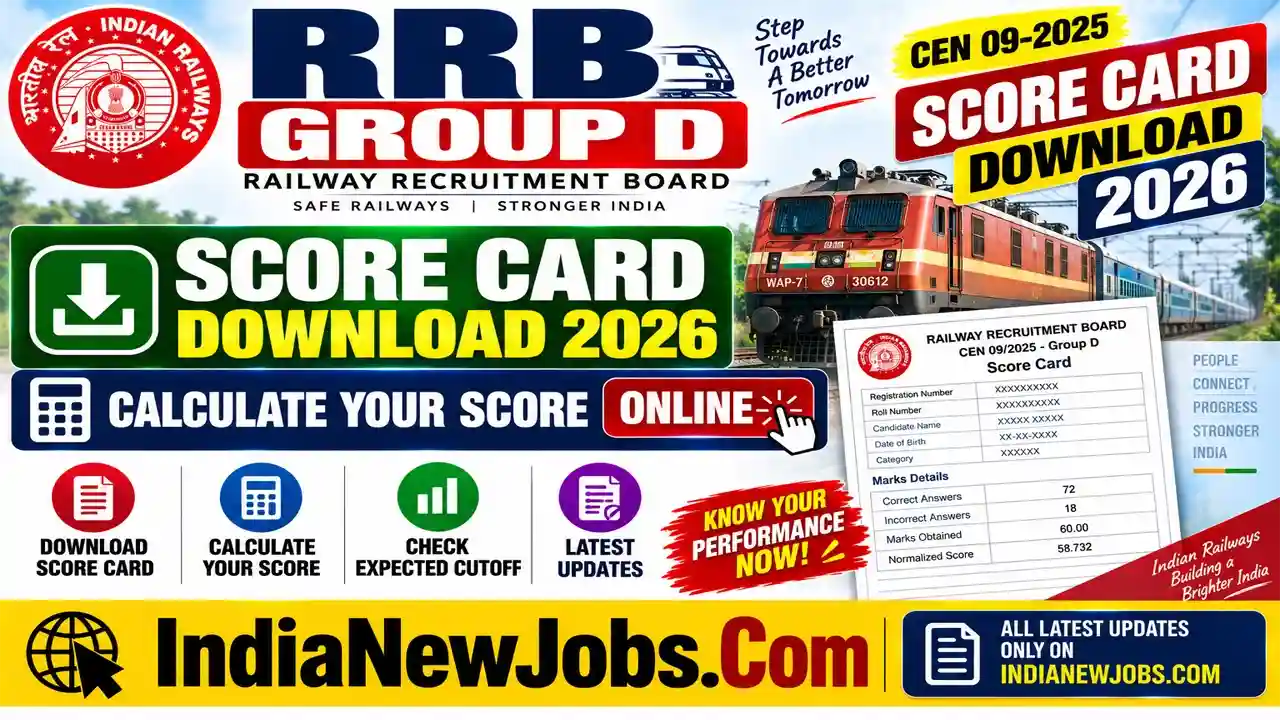 RRB Group D Score Card Download 2026 CEN 09-2025