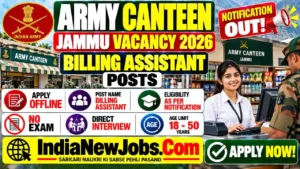 Army Canteen Jammu Vacancy 2026