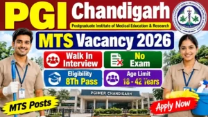 PGI Chandigarh MTS Vacancy 2026 For 8Th Pass